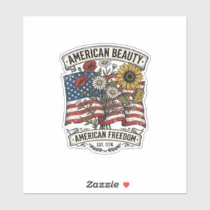 Pegatina Bandera Floral American Beauty Patriótica