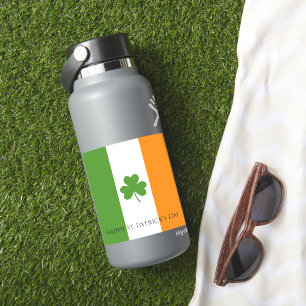 Pegatina Bandera irlandesa de San Patricio con Shamrock   P