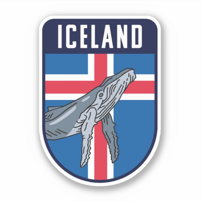 Pegatina Bandera islandesa con ballena jorobada - Viajes de (Anverso)