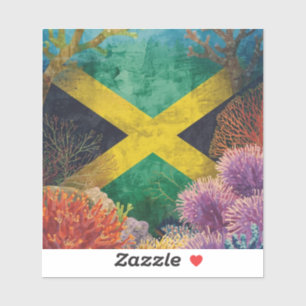 Pegatina bandera jamaicana bajo el agua
