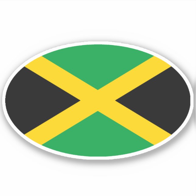 Pegatina Bandera jamaiquina Oval (Anverso)