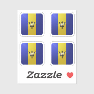 Pegatina Bandera lustrosa cuadrada de Barbados