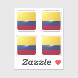 Pegatina Bandera lustrosa cuadrada de Colombia
