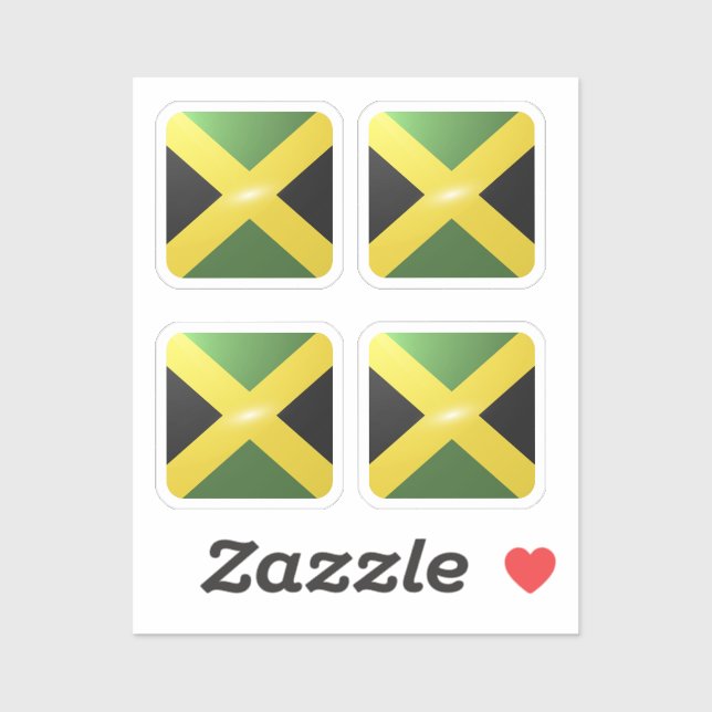 Pegatina Bandera lustrosa cuadrada de Jamaica (Hoja)