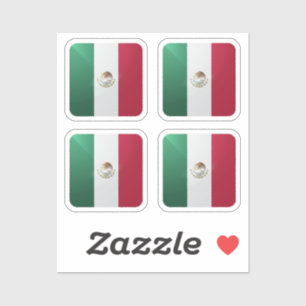 Pegatina Bandera lustrosa cuadrada de México