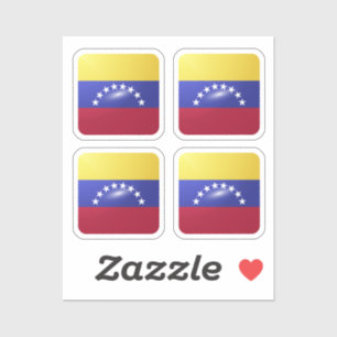 Pegatina Bandera lustrosa cuadrada de Venezuela