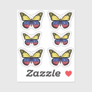 Pegatina Bandera monarca de la mariposa de Colombia