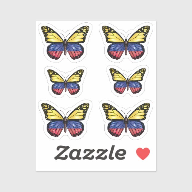 Pegatina Bandera monarca de la mariposa de Colombia (Hoja)