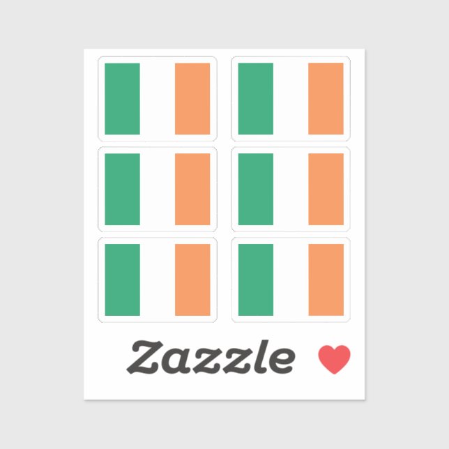 Pegatina Bandera nacional de la colección de Irlanda de 6 (Hoja)