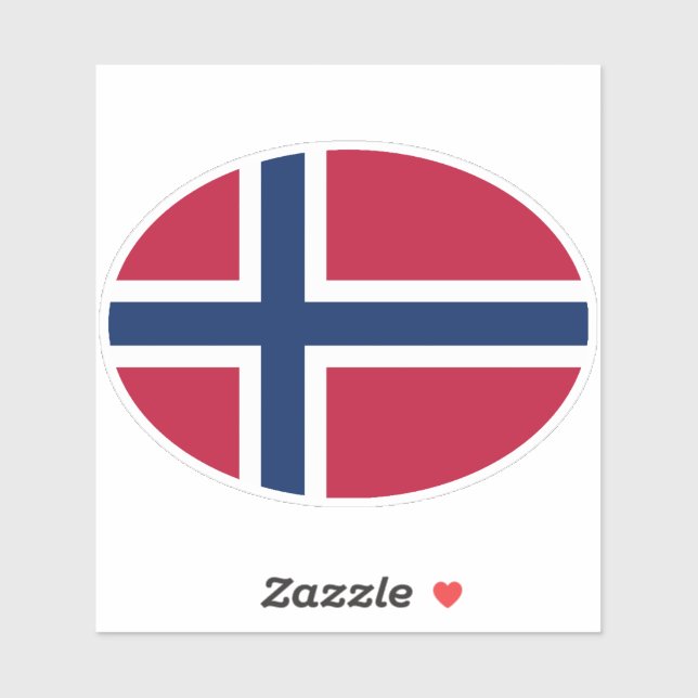 Pegatina Bandera noruega de Oval (Hoja)