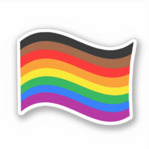 Pegatina Bandera ondeante del Orgullo Arcoíris de Filadelfi