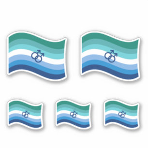 Pegatina Bandera ondulada de orgullo de amor gay masculino