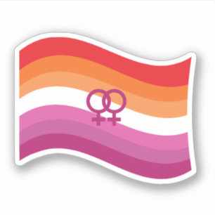 Pegatina Bandera Ondulada del Orgullo del Amor Lesbiano al