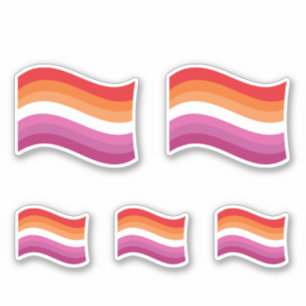 Pegatina Bandera ondulada del Orgullo del Atardecer Lesbian