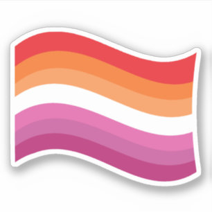 Pegatina Bandera ondulada del Orgullo del Atardecer Lesbian