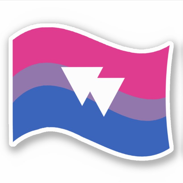 Pegatina Bandera ondulada del símbolo del orgullo bisexual (Anverso)