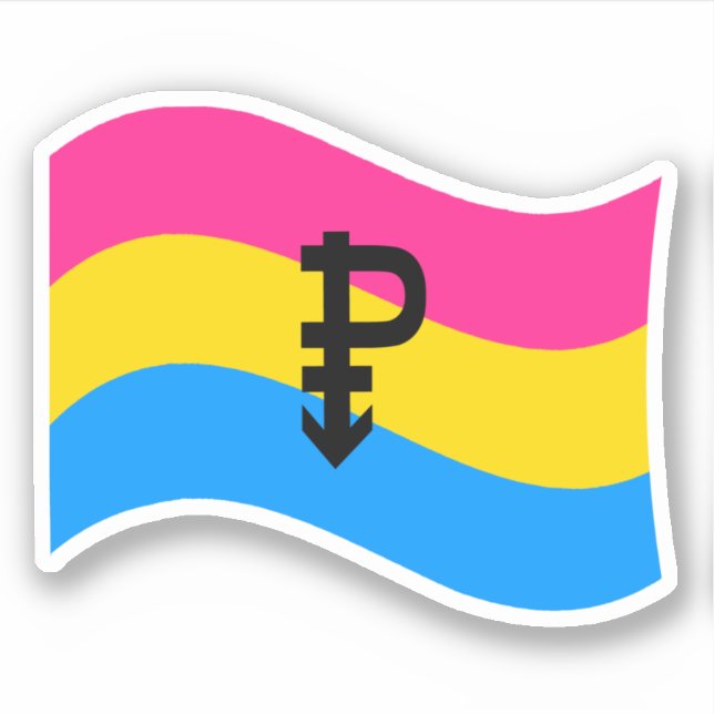 Pegatina Bandera ondulada del símbolo del orgullo pansexual (Anverso)
