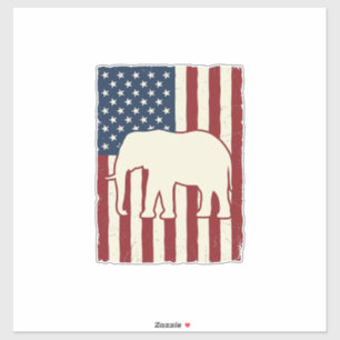 Pegatina Bandera Patriótica de Elefante Diseño Vectorial Vi