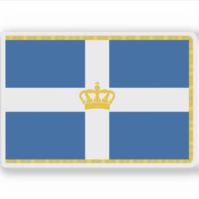 Pegatina Bandera Real Helénica, Grecia (1936-1970) (Anverso)