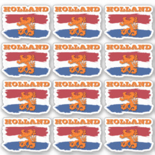 Pegatina Bandera Roja Blanca Azul Holandesa León Naranja Eq