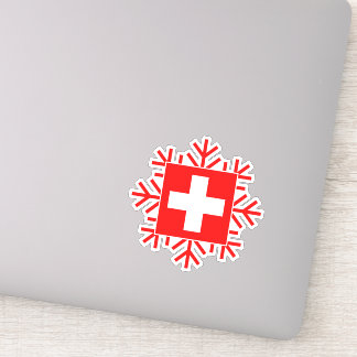 Pegatina Bandera suiza y unas vacaciones elegantes en esquí