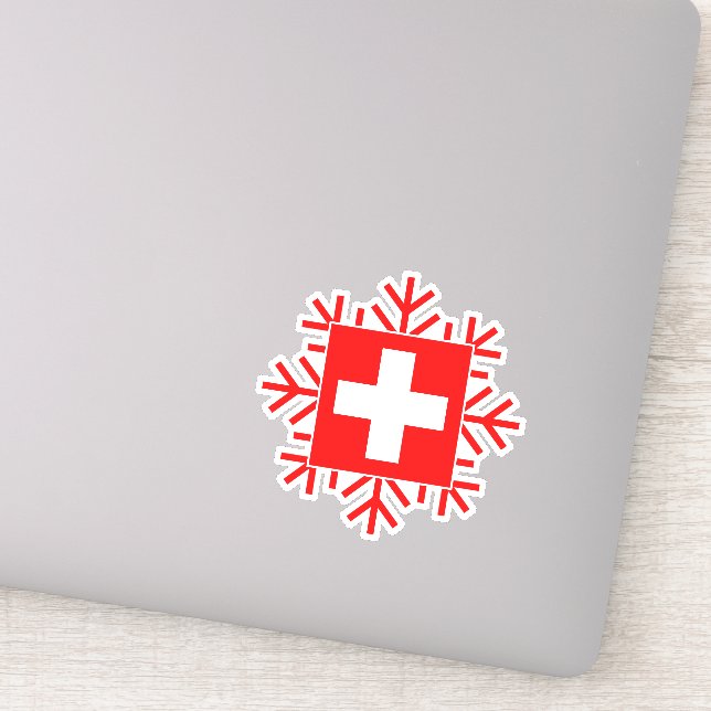 Pegatina Bandera suiza y unas vacaciones elegantes en esquí (Detalle)