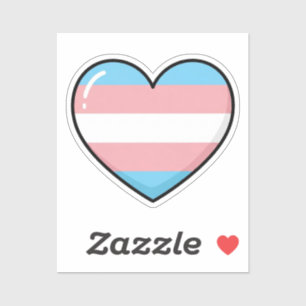 Pegatina Bandera Transgénero Corazón   LGBTQIA+ 