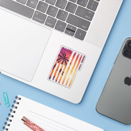 Pegatina Bandera tropical estadounidense Oahu Hawaii