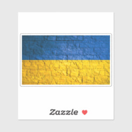 Pegatina Bandera ucraniana con textura de pared de ladrillo
