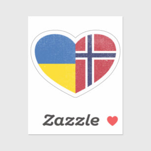 Pegatina Bandera ucraniana noruega de amor al corazón