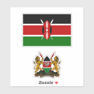 Pegatina Bandera y escudo de armas de la República de Kenya