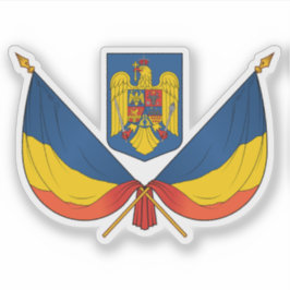 Pegatina Bandera y escudo de armas de Rumania