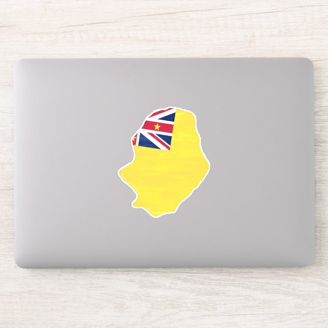 Pegatina Bandera y mapa de Niue (Ordenador)