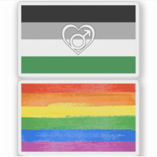 Pegatina Bandera y símbolo del orgullo andrófilo