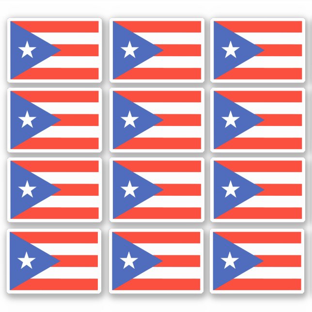 Pegatina Banderas Boricua Bandera Puertorriqueña 6"x6" Pega (Anverso)