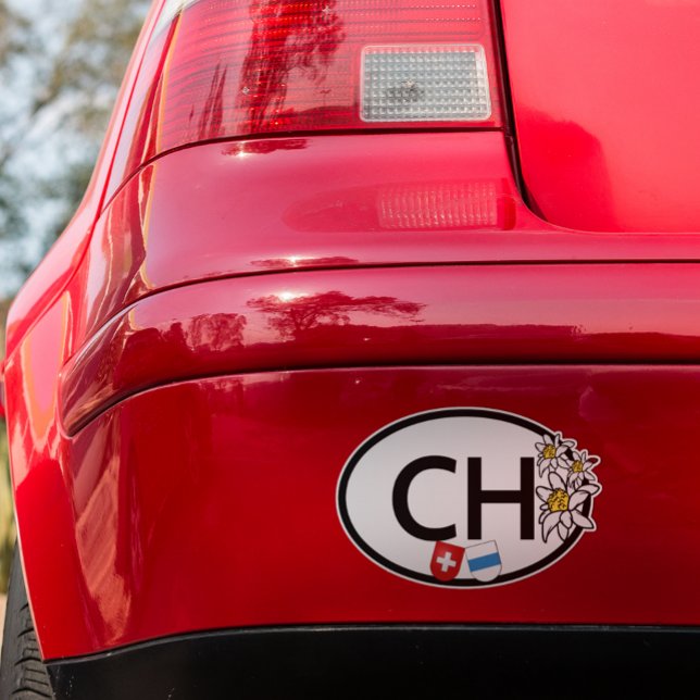 Pegatina Banderas de Zug y Suiza | Flores Edelweiss | Óvalo (Zug Schweiz)