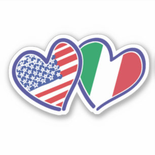 Pegatina Banderas del corazón de los estadounidenses italia