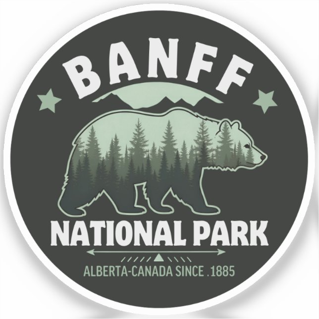 Pegatina Banff National Park Wildlife – Rustic Bear (Anverso)