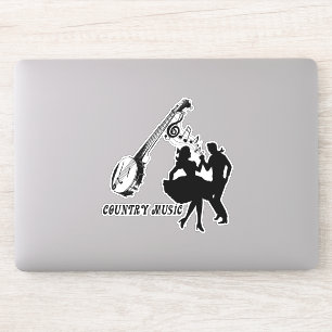 Pegatina Banjo Guitar Country Music Dancers Silhouette Art
