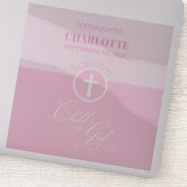 Pegatina Baptismo Hija rosa de Dios Personalizada