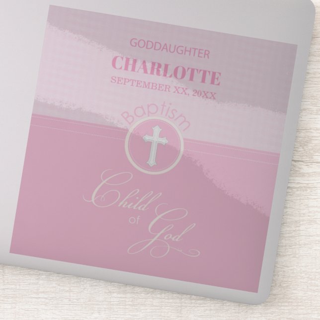 Pegatina Baptismo Hija rosa de Dios Personalizada (Detalle)