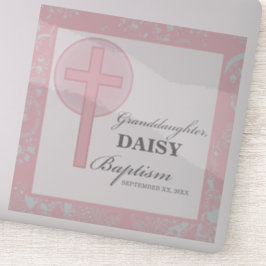 Pegatina Baptismo Nieta Rosa Lace Personalizada