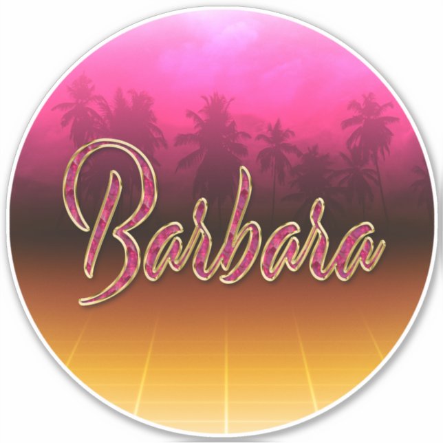 Pegatina Barbara Vorname Name golden pink Aufkleber Sticker (Anverso)