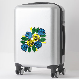 Pegatina Barcaza estrecha de arte popular de flores azules 