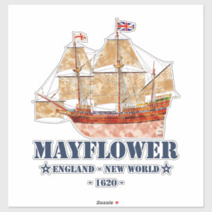 Pegatina Barco alto Mayflower - Inglaterra al Nuevo Mundo e