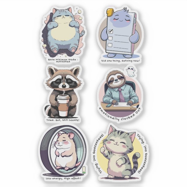 Pegatina Bare Minimum Club Sticker Sheet | Relatable funny (Anverso)