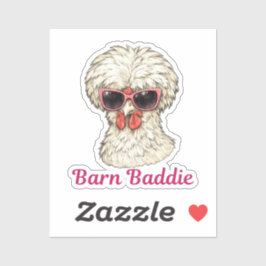 Pegatina Barn Baddie Funny Glam Chicken in Pink Sunglasses 