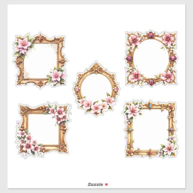 Pegatina Baroque Floral Frame Sticker Sheet (Hoja)