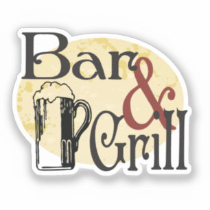 Pegatina Barra y parrilla en fuente retro con cerveza Mug