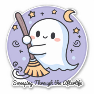 Pegatina Barriendo a través del más allá adorable fantasma
